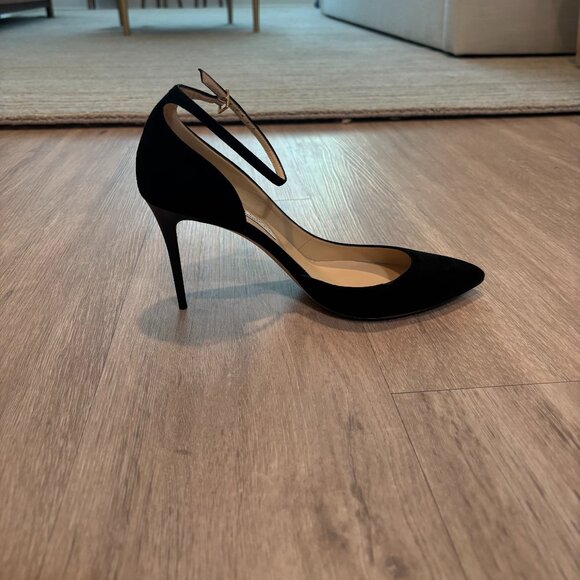 Jimmy Choo Ankle Strap Suede Heels (Black) - Picture 1 of 6